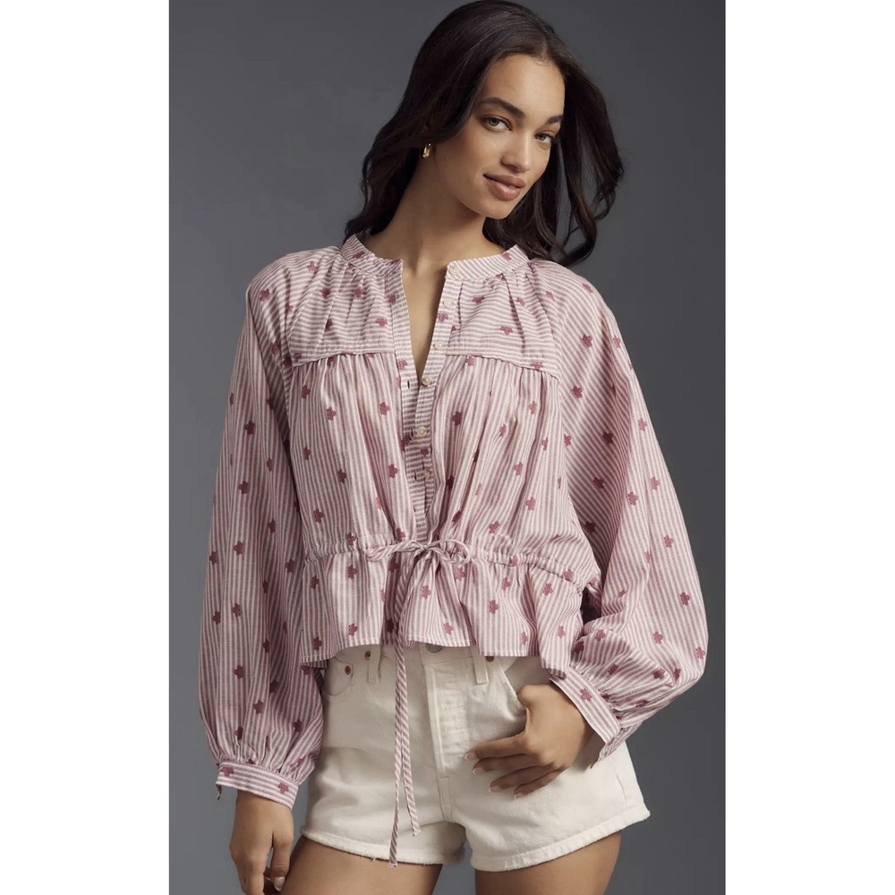 Anthropologie Pilcro The Sidney Batwing Blouse Pink Stripped Size XS